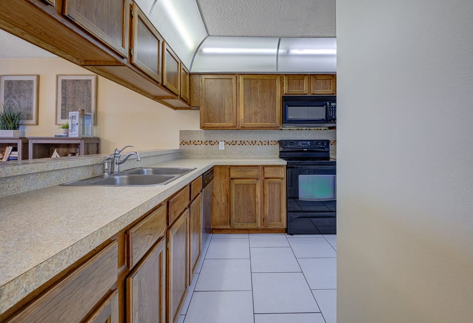 More space and cabinetry of kitchen area