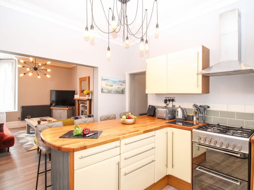 Fridge, microwave, electric kettle, toaster