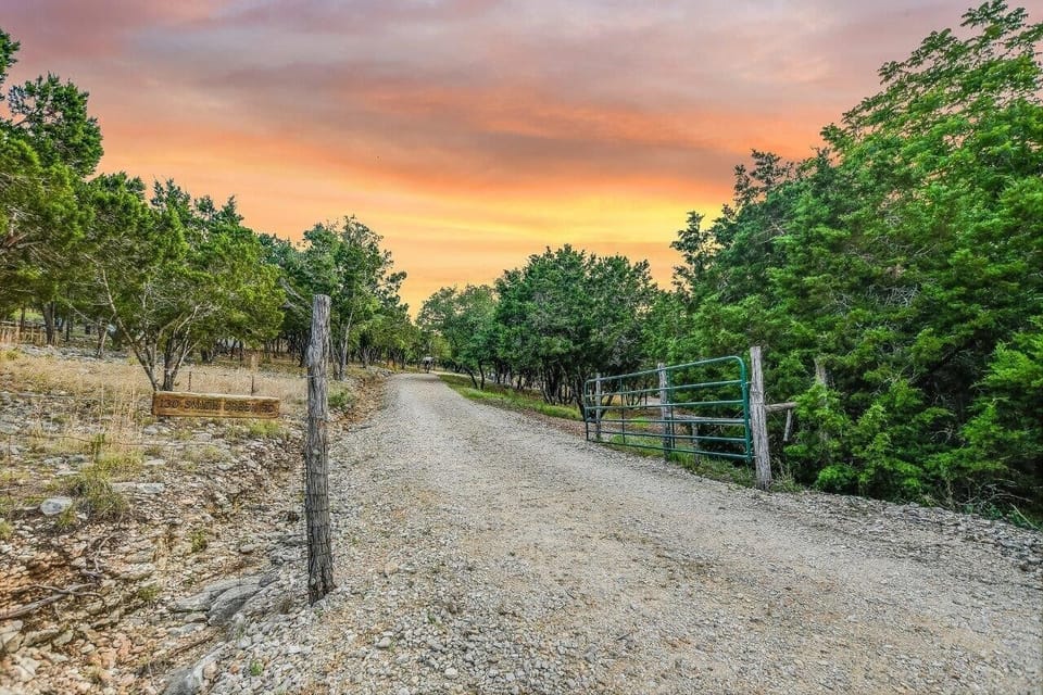 Front gated entrance to our extended driveway before reaching the cabin