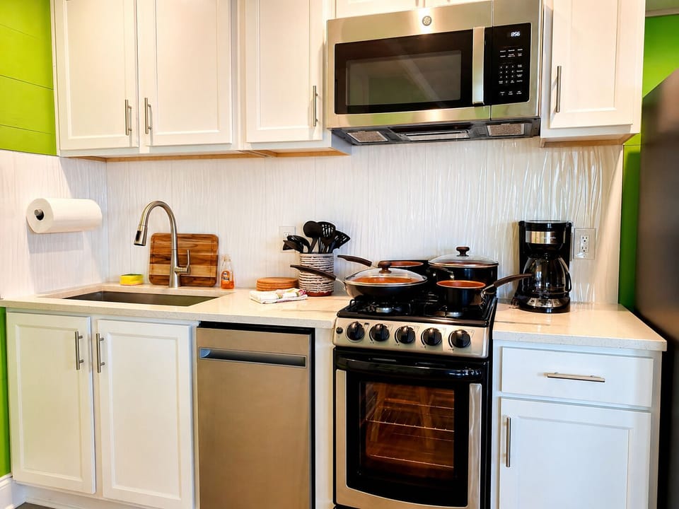 Stocked kitchen with Keurig and regular coffee maker