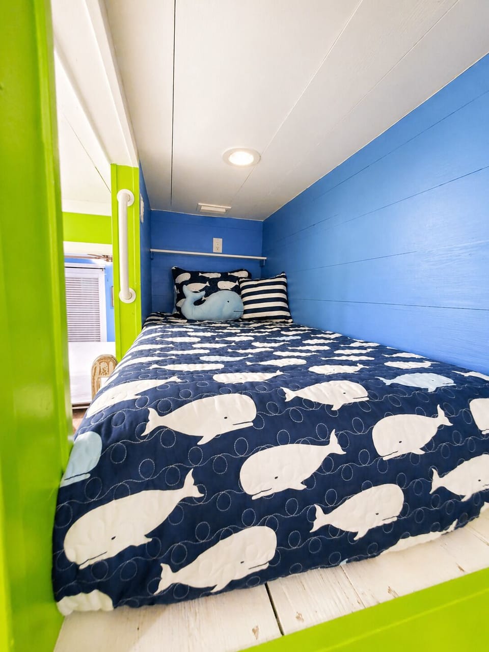Adult size top bunk bed in living room