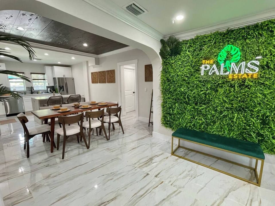 Modern and stylish dining area with seating for 10 people