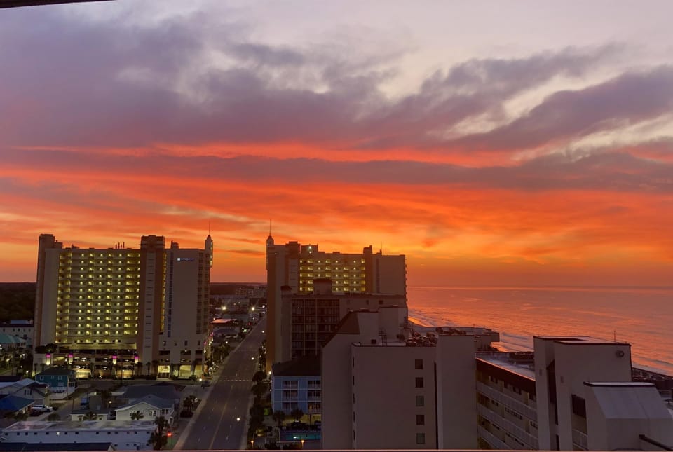 Breathtaking sunset views over the city skyline