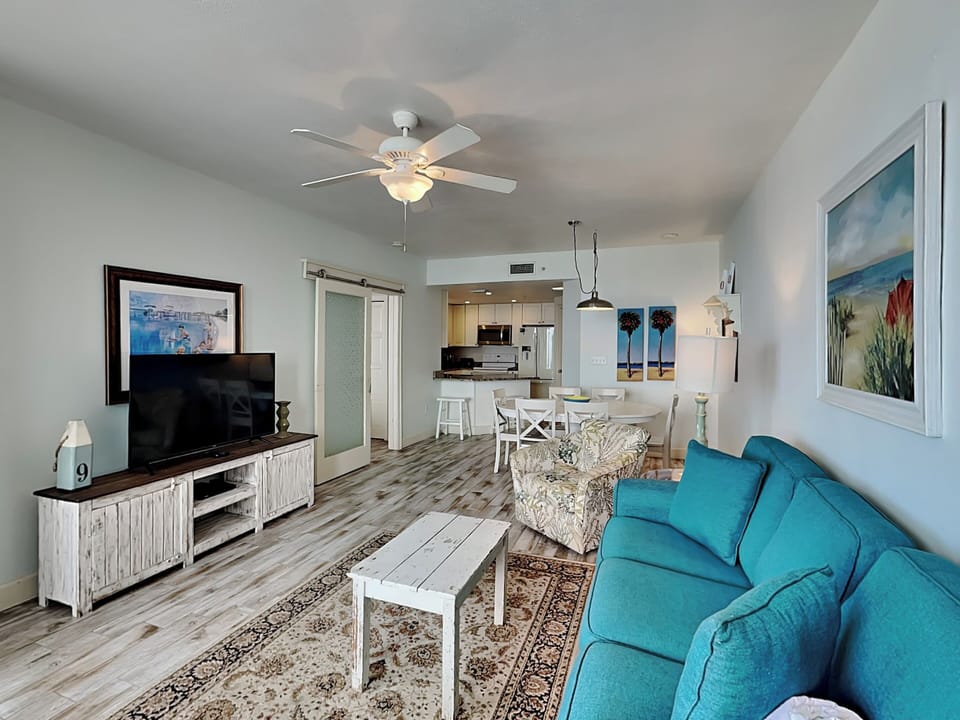Condo, Multiple Beds, Balcony, Ocean View | Living area | TV, fireplace