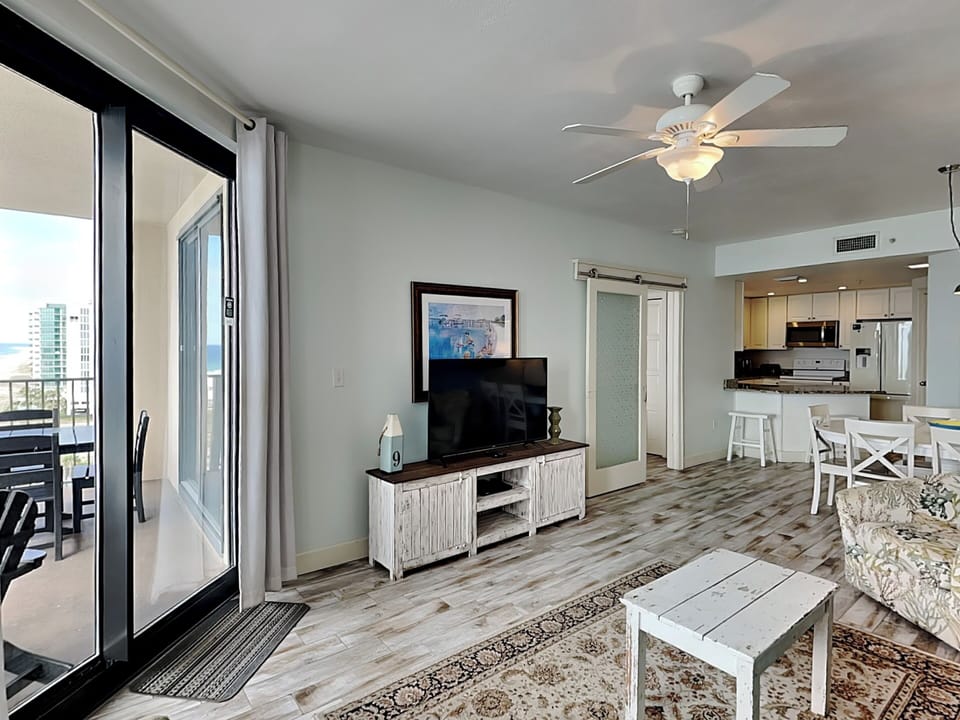Condo, Multiple Beds, Balcony, Ocean View | Living area | TV, fireplace