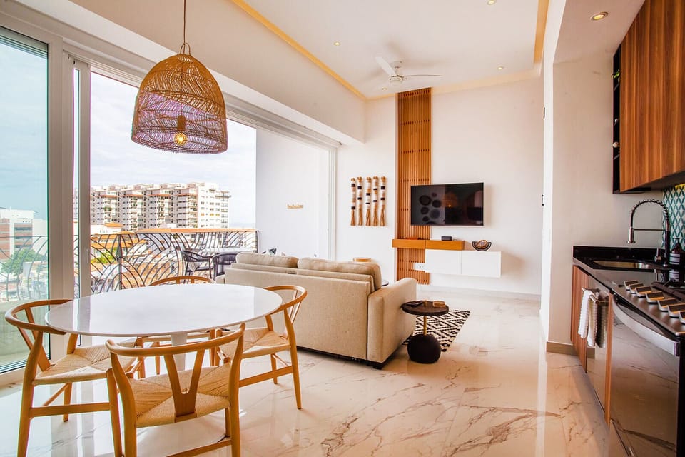A smart TV with Netflix is located in the living area