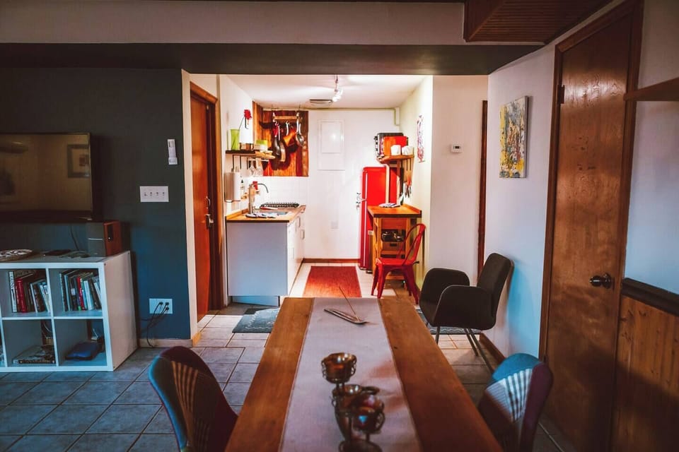 View of the kitchen from dining table