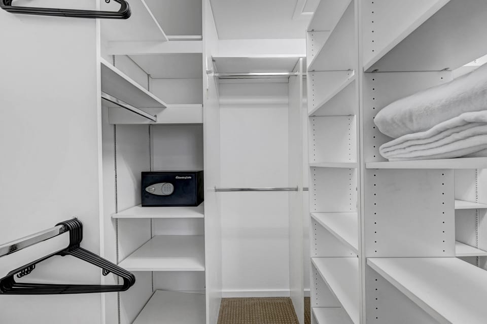 Safe, hangers, iron, steam, extra blankets