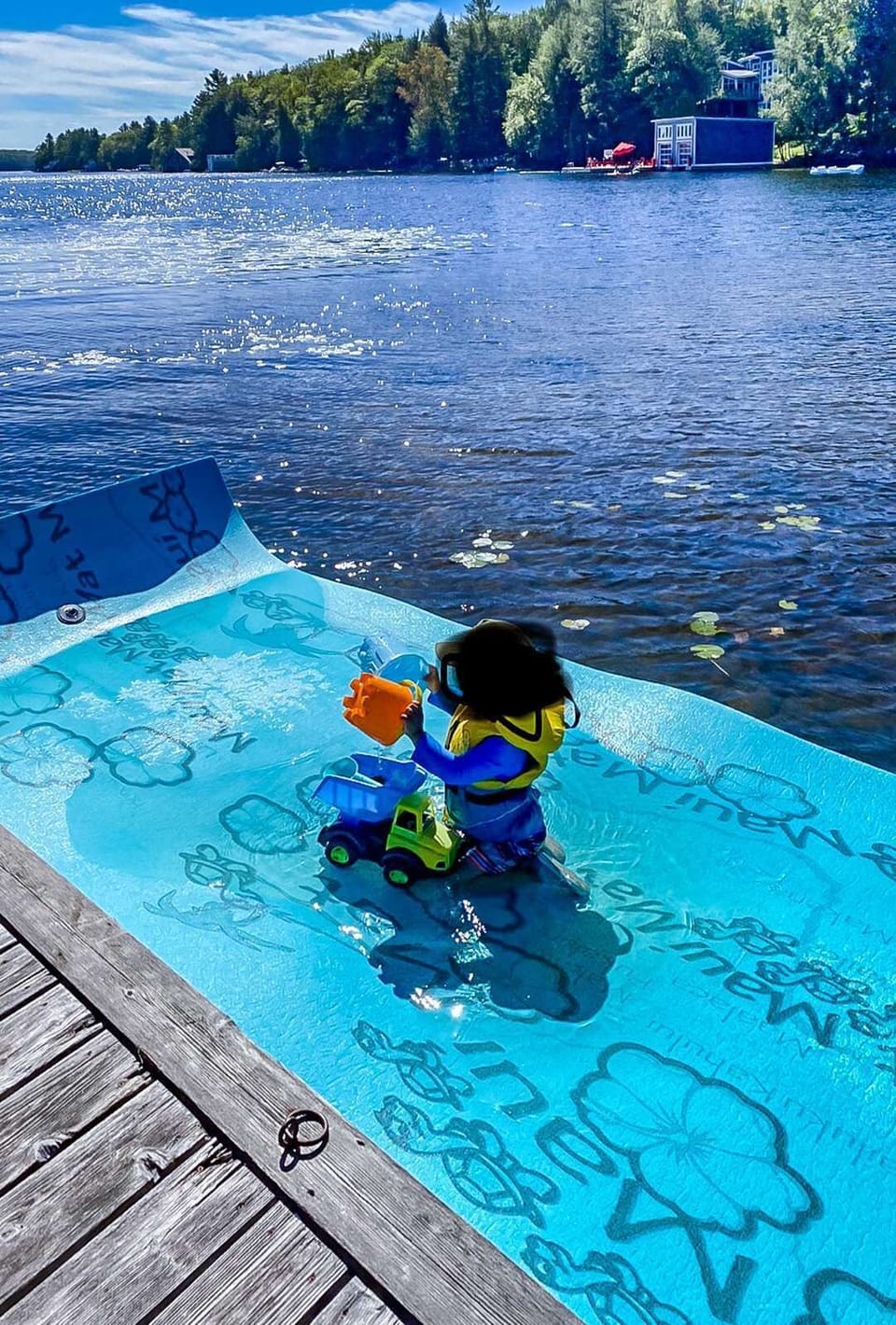 Lily pad for dock side water time 
Kept in boathouse 