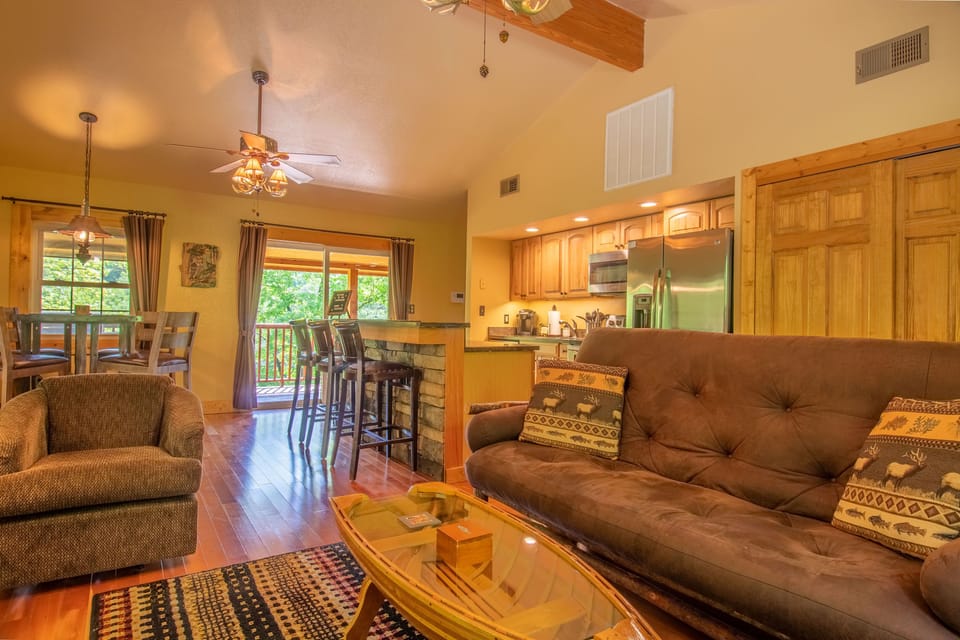 Sofa lounger provides additional sleeping area. Linens and pillows provided