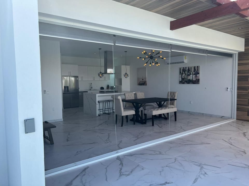 View from balcony to the dining Area.