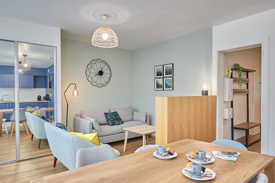 Living room and dining area, Annecy apartment