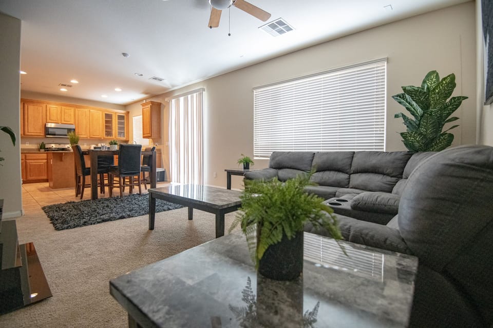 Beautiful den area and view of kitchen and dining area.