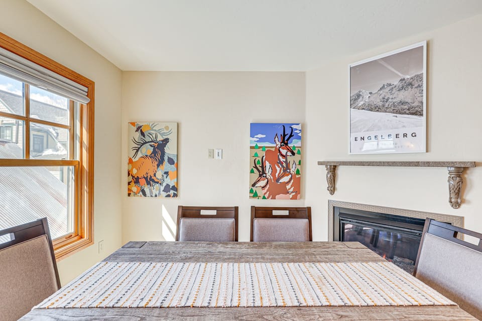 Dining Room | Electric Fireplace | 1st Floor