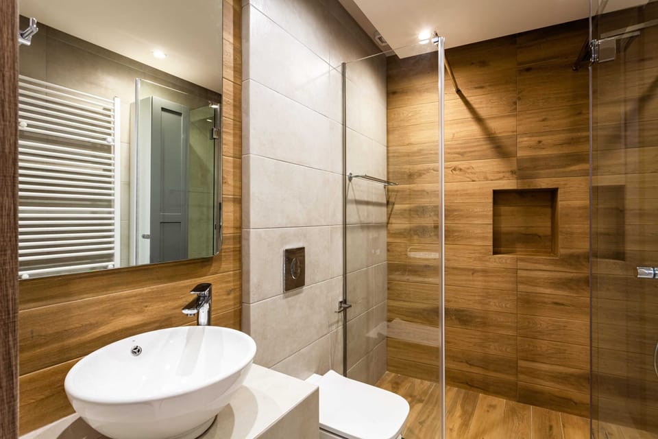 Bathroom with Walk-In Shower and Contemporary Design Features