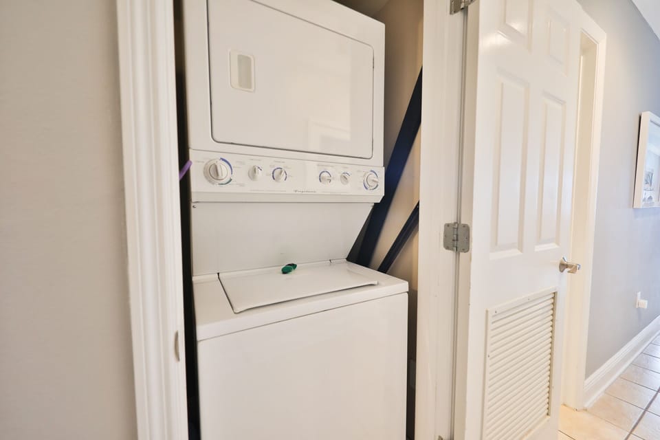 Washer and dryer in unit.