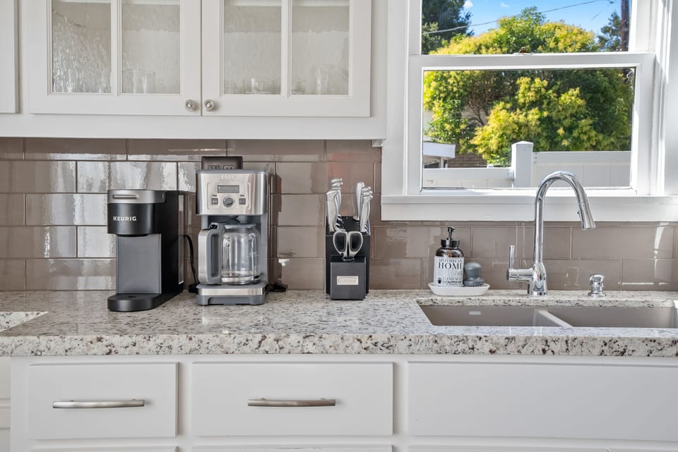 We provide coffee for your stay, cream and sugar, and both a dri