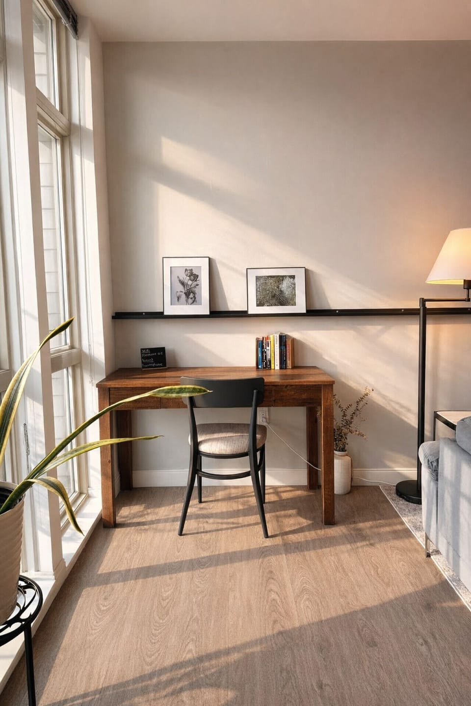 Share a meal at the dining table or get some work done at the dedicated workspace, surrounded by beautiful natural light from the large windows