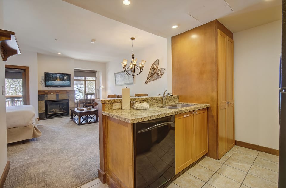 Kitchen / Studio with Sleeper Sofa and 1 King Bed