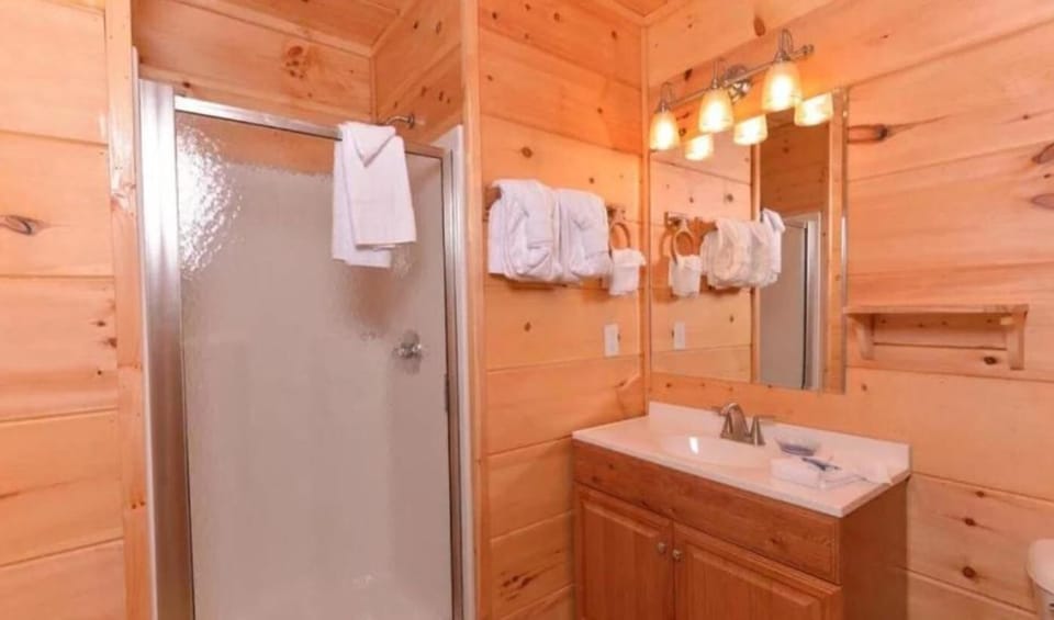 Upstairs 3rd full bath. Home has 3 full baths & 2 half baths.
