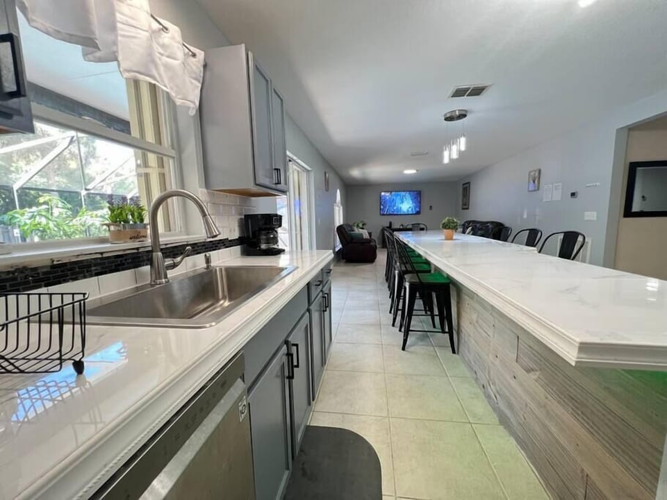 Open area allows the entire group to hangout in the kitchen and prepare meals together
