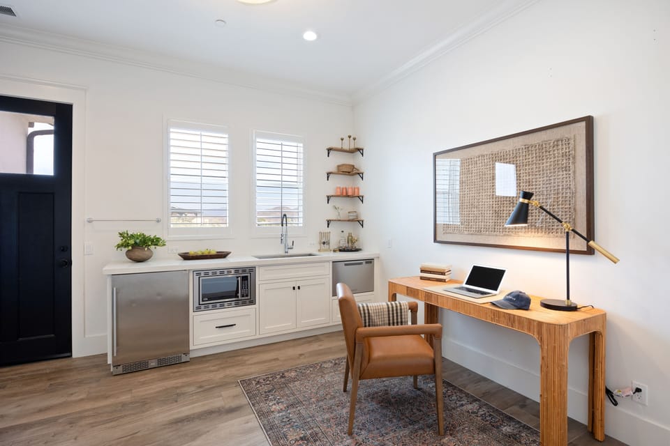 Private workspace and additional cooking space.
