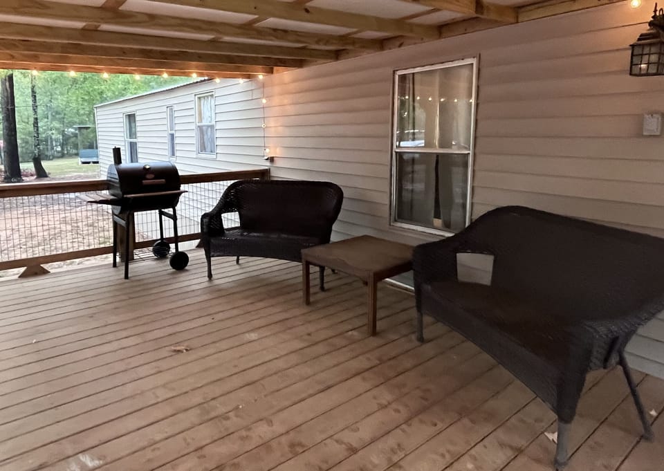 Front porch with charcoal grill