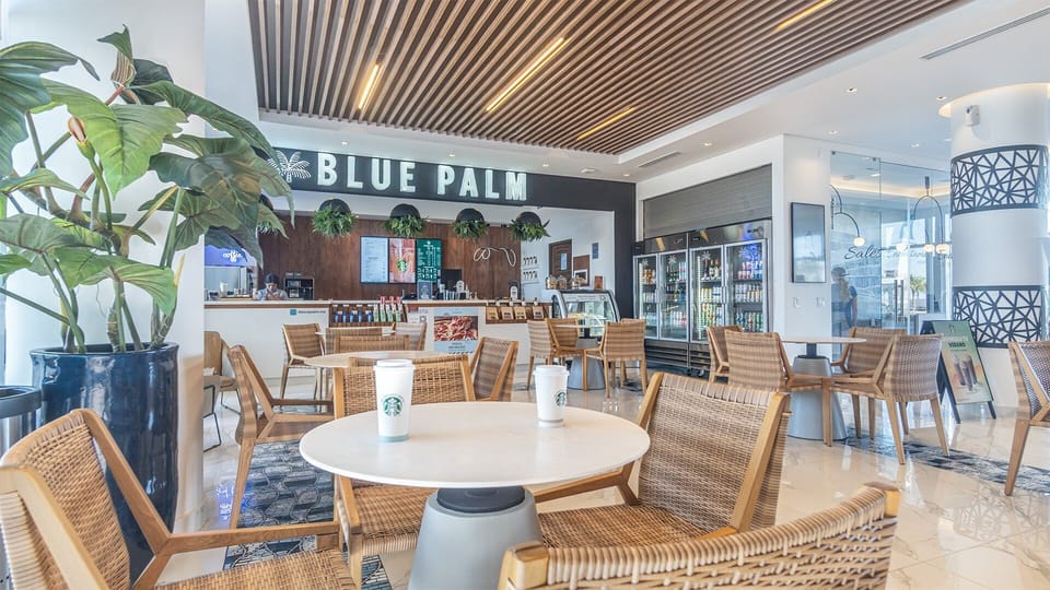 The Blue Palm and its Starbucks coffee make mornings just right.