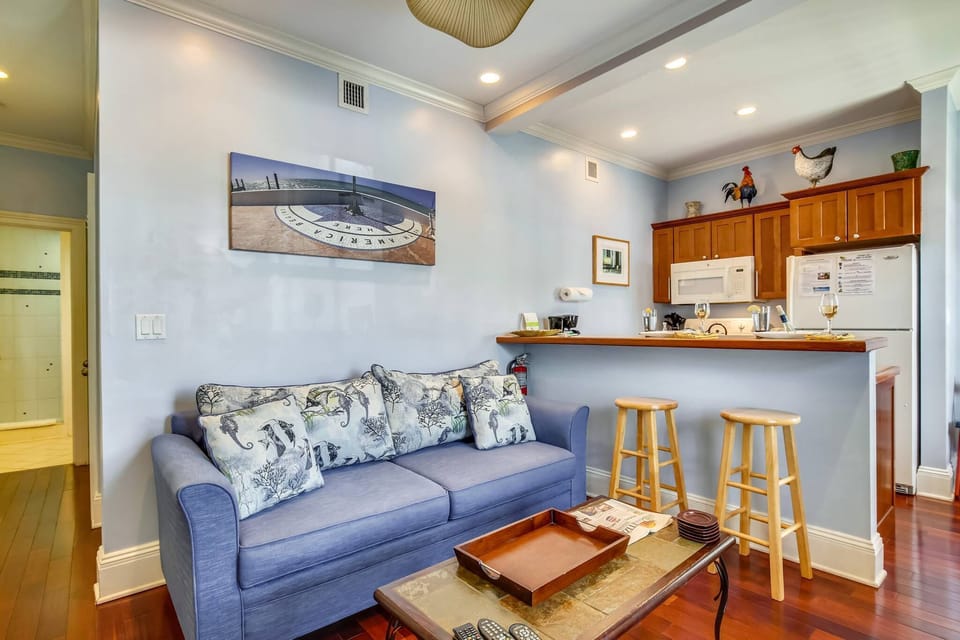 Kitchen and living area.