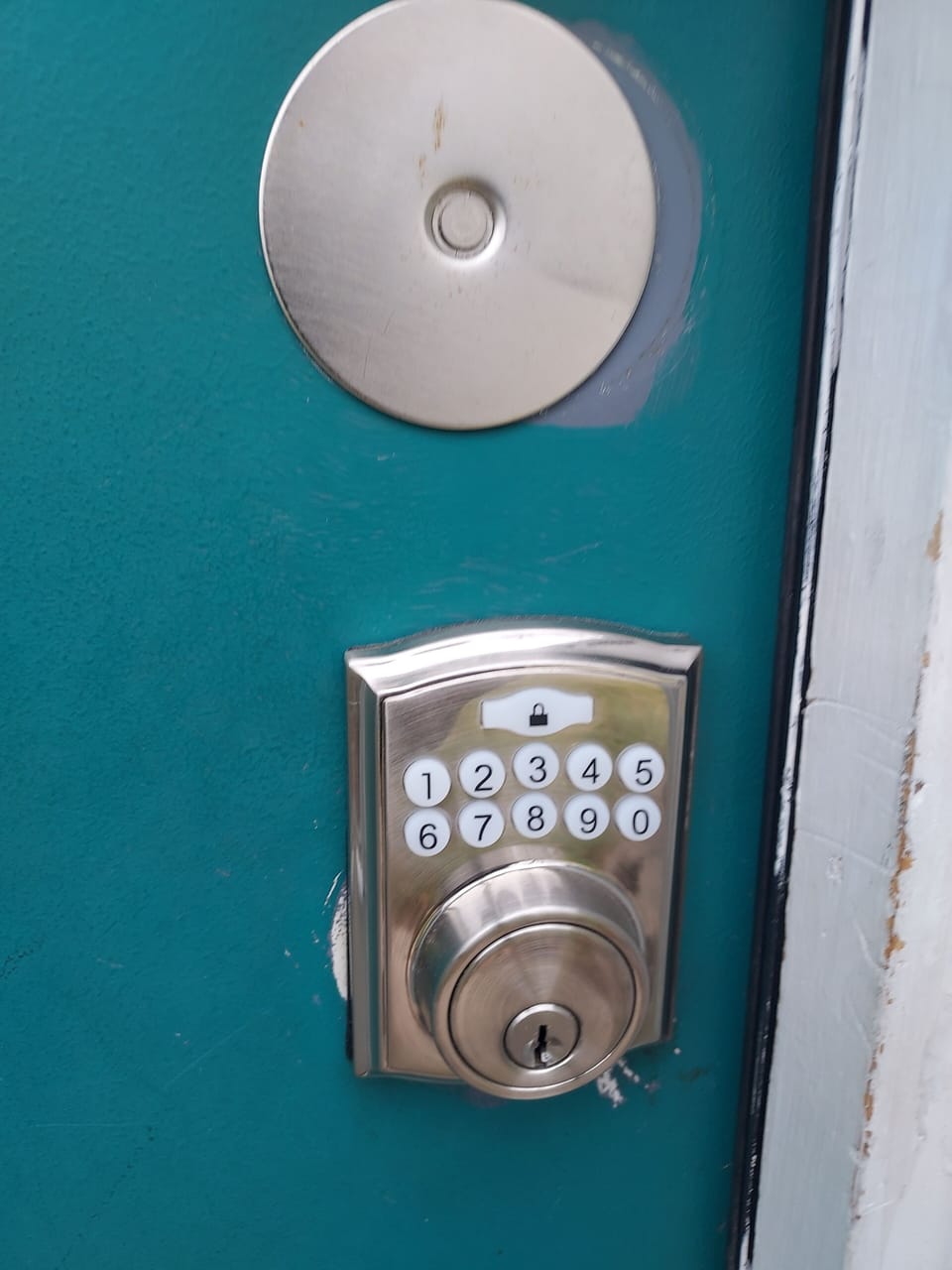 Lock key pad on the front door