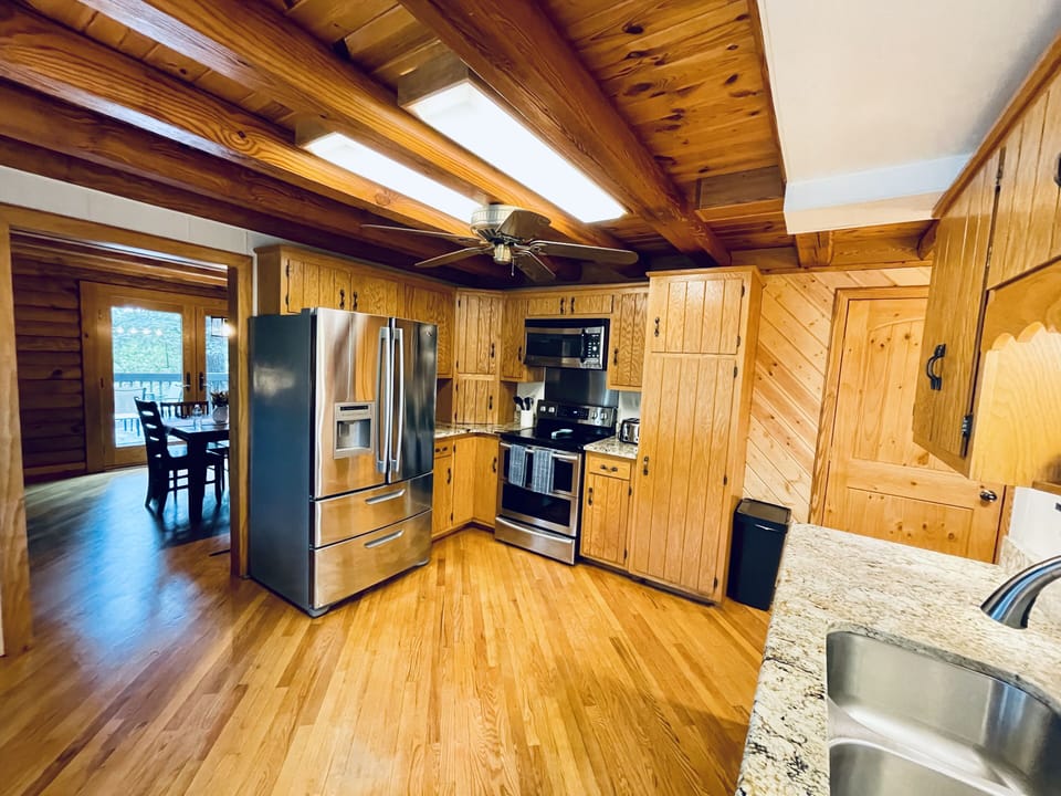 Kitchen with oven, microwave, and dishwasher.