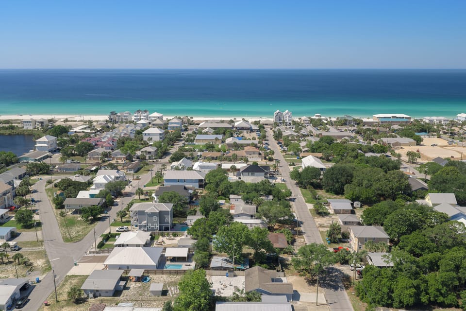 Aerial view of the neighborhood. 
