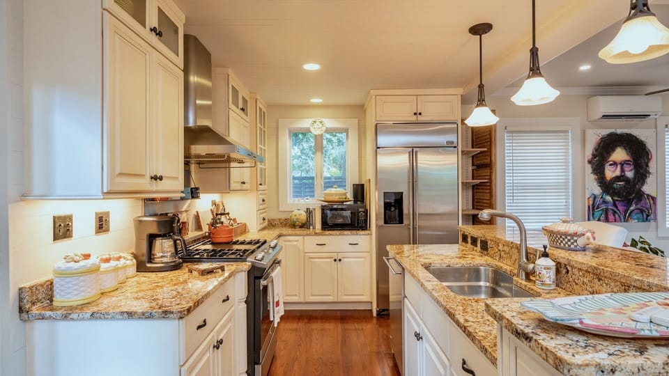 The kitchen is fully equipped with every tool and appliance your chef could need...