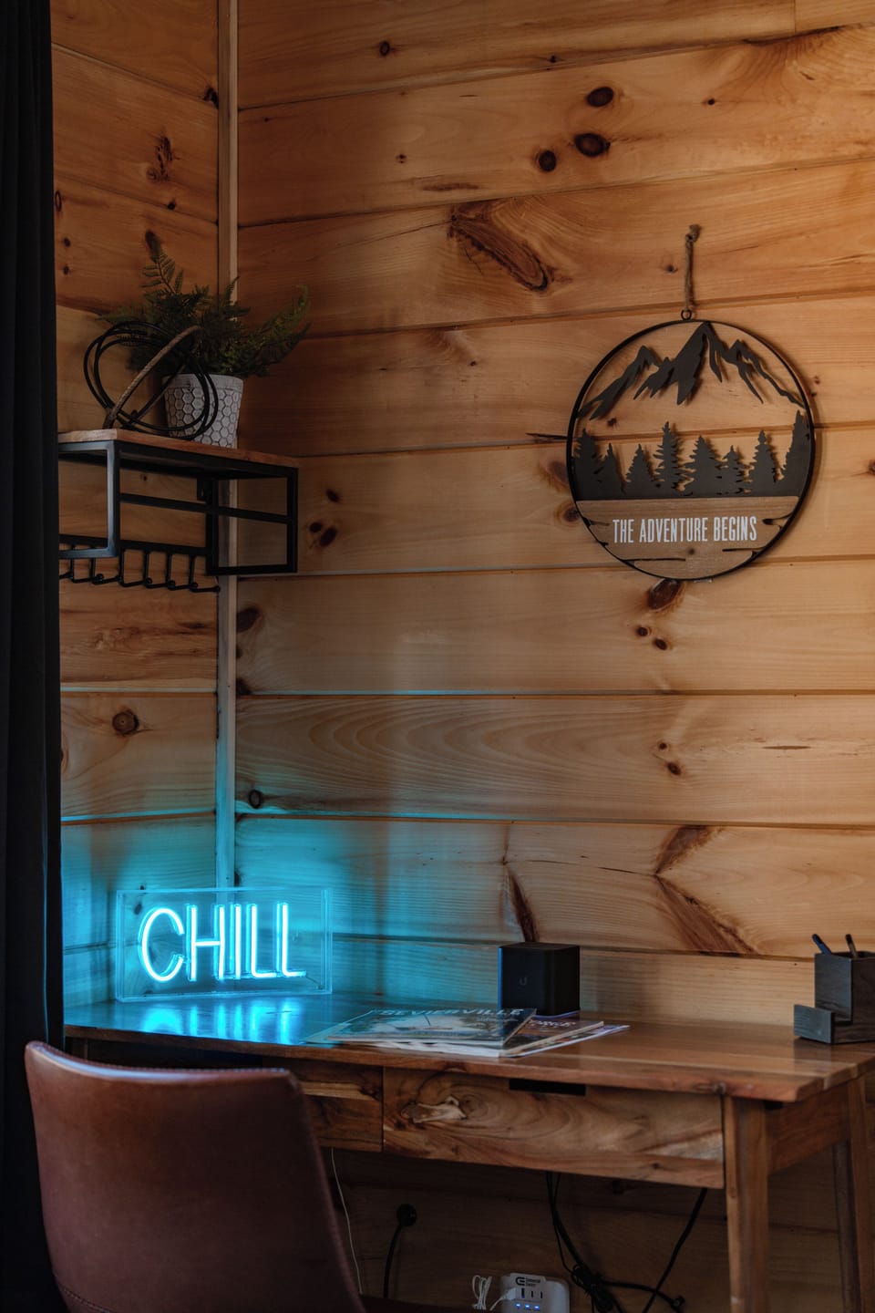 Work & Relax – A cozy workspace with a forest view
