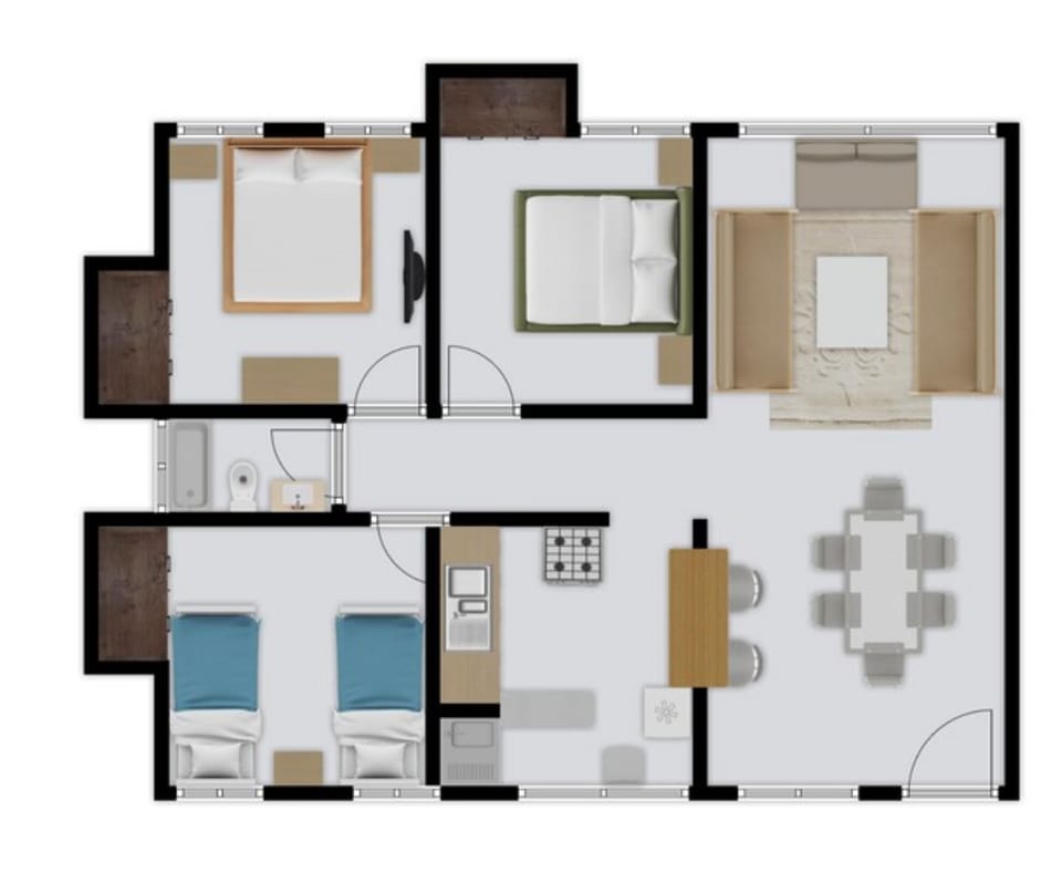Apartment, 3 Bedrooms, Patio, Garden View | Floor plan