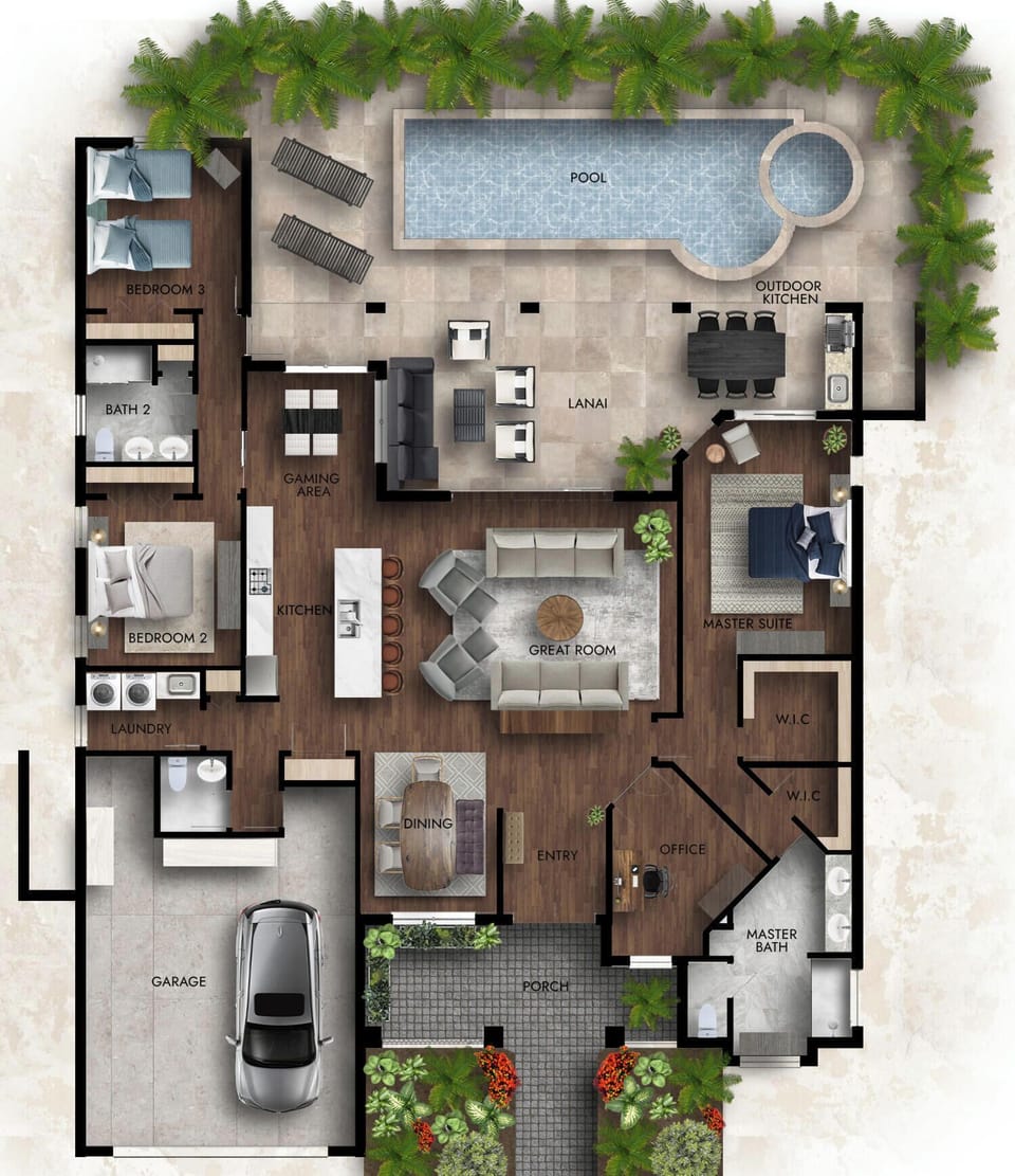 Single-level, no step home with king suite in its own wing and a split floor plan for total privacy from other bedrooms.