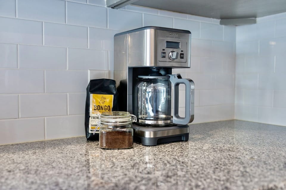 We provide a starter pack of coffee grounds, filters, and condiments to get your caffein craze started!
