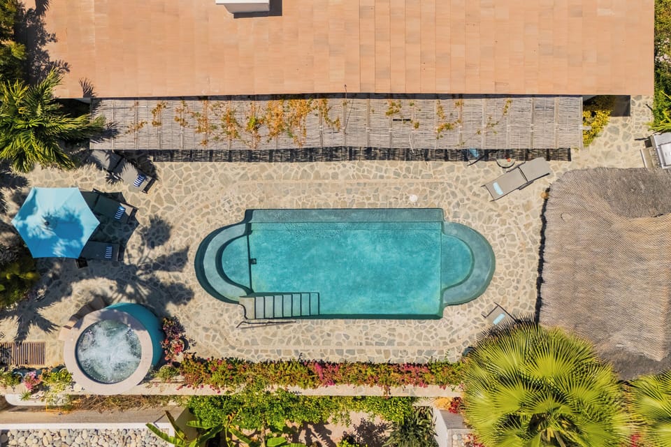 Aerial poolside view