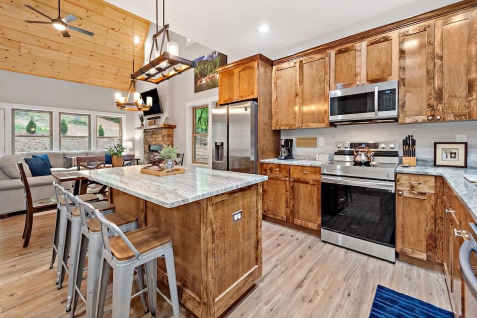 Island in kitchen seats four