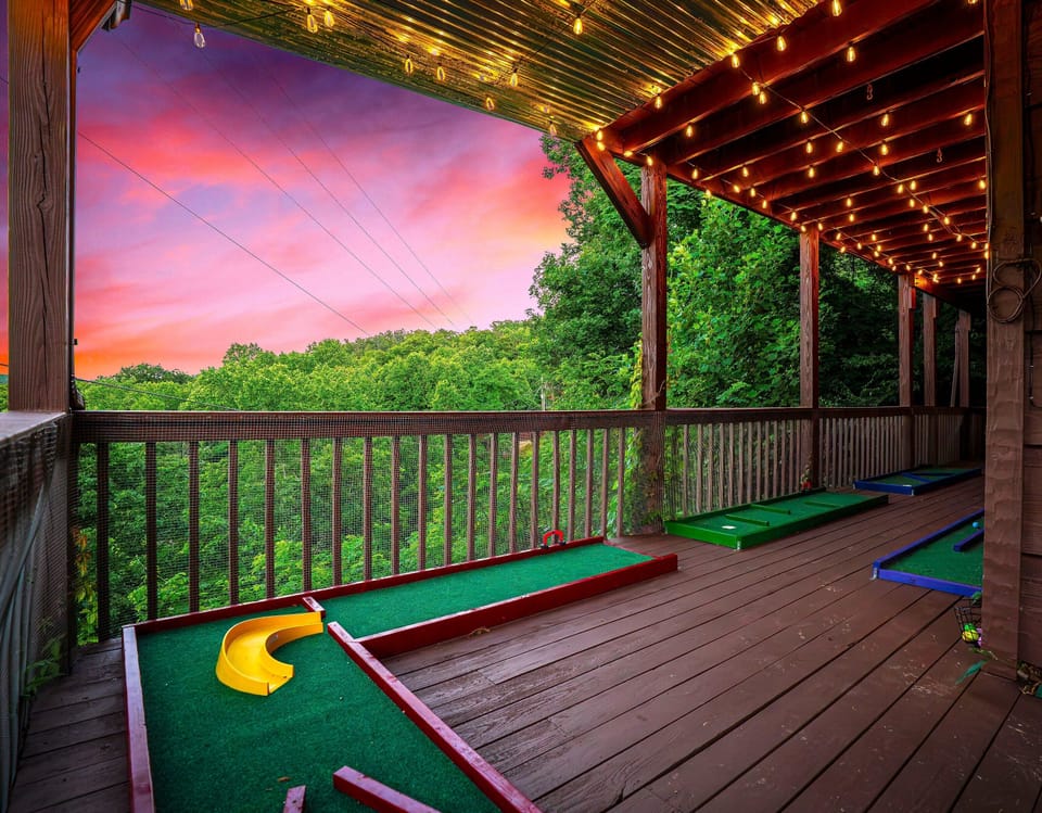 Mini-golf on a covered deck with Mountain Views! Putters and balls supplied.