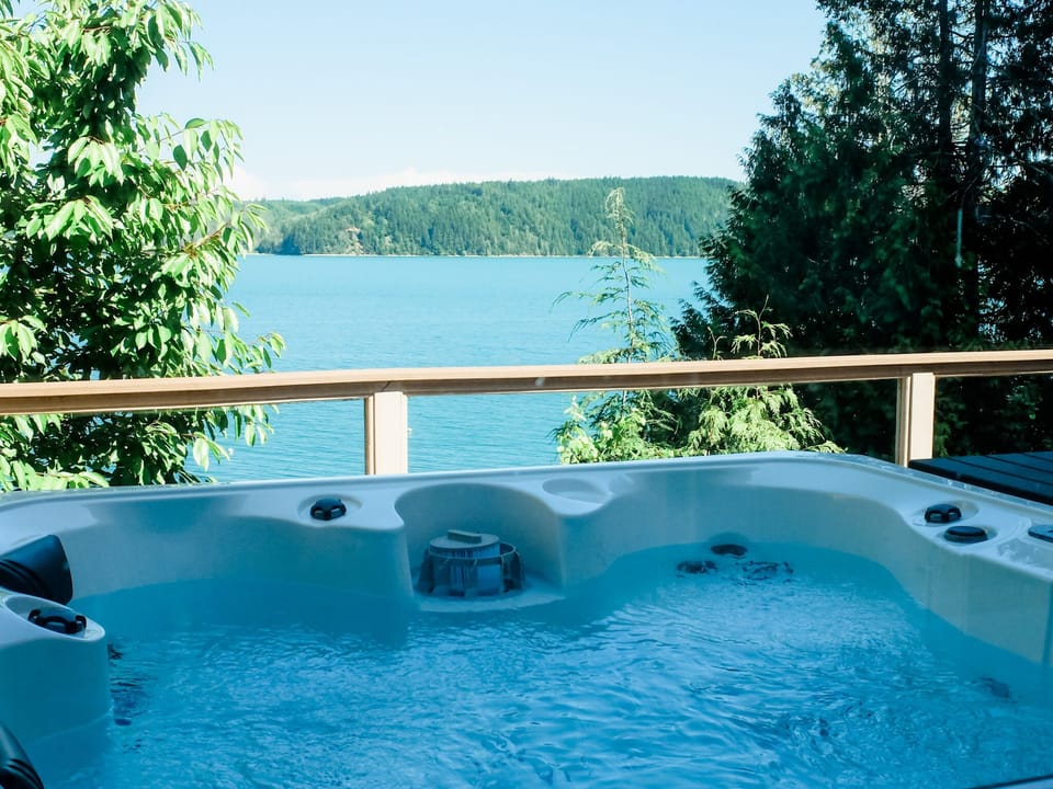 Take in the beautiful views while soaking in the hot tub.