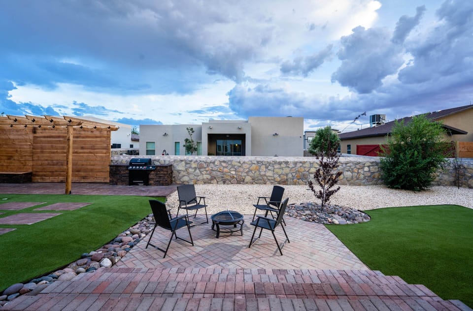 Backyard with fire pit