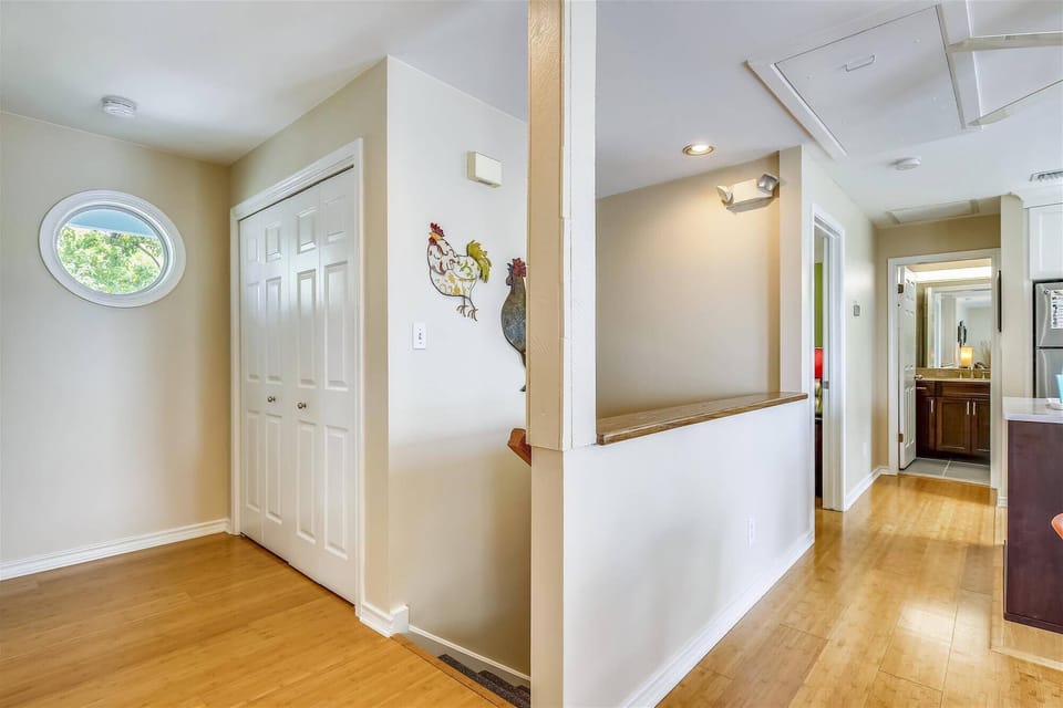 Upstairs.