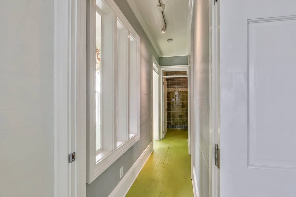 Cheerful green accents throughout.