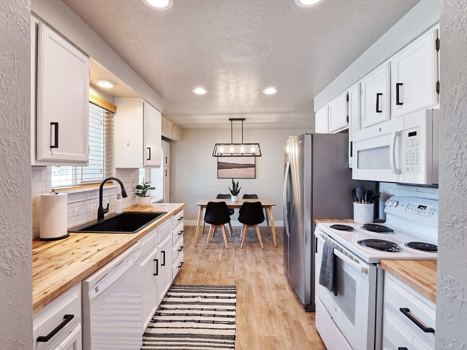 The fully stocked kitchen will have the essentials to enjoy home meals in Boise 