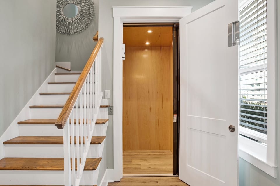 A private elevator takes you to every floor