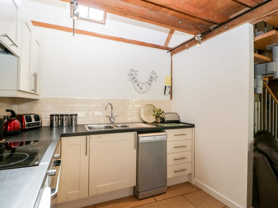 Fridge, dishwasher, electric kettle, toaster
