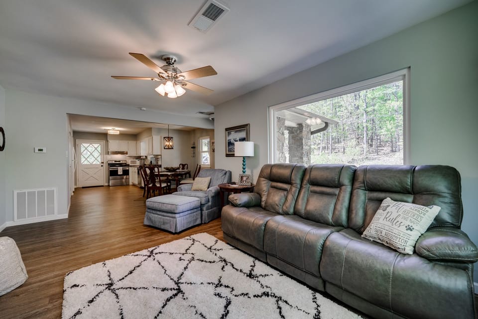 reclining leather sofa in living room