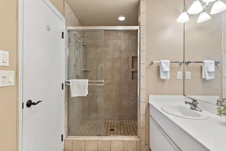 upstairs bathroom with walk in shower