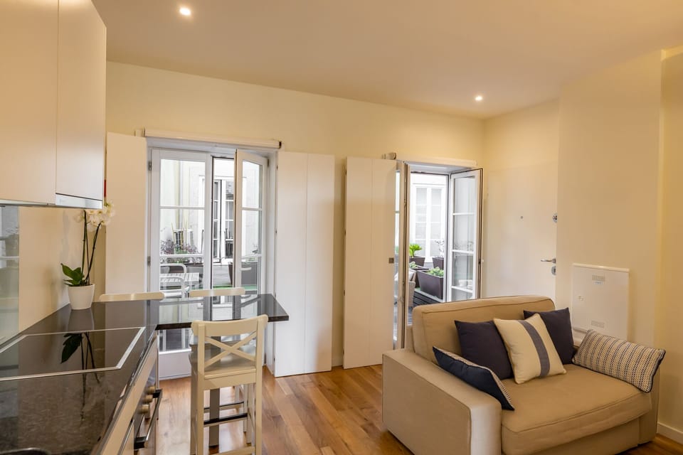 Just open the doors to access the private patio.